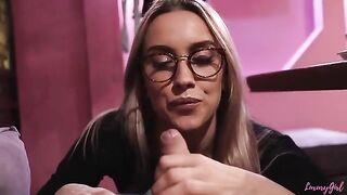 Two cute girls made a blowjob to their friends in restaurant