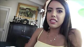 The stepsister is trying to please her stepbrother by showing her body