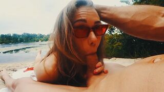 Fitness girl Mia Bandini fucks in public on the beach