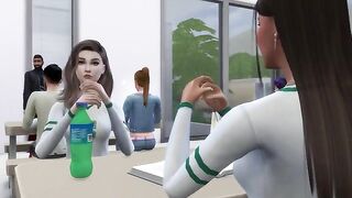 The student seduces her professor using her body