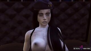 Ada Wong, captured by a zombie police officer, experiences intense and extreme intimacy