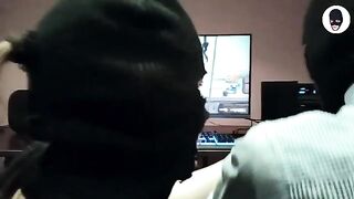 She plays a crazy deepthroat game with her mouth in this wild scene