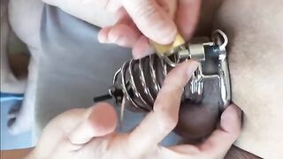 Prostate milking with chastity and e-stim control