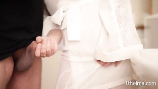 I saw my husband wanking in the bathroom and I helped him finish