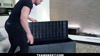 A tiny girl with a big ass, Lana Roy, gets fucked by a huge cock on camera