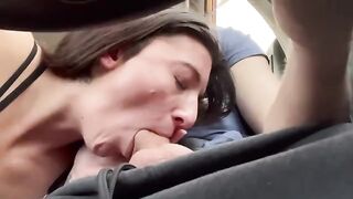 A couple has sex on a public road during their road trip adventure