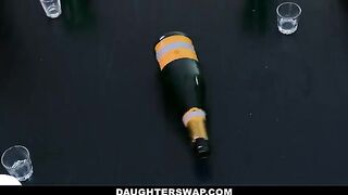 Spin the bottle game turns into a steamy stepdad sex party with two sluts