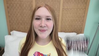 Redhead with freckles and red pubic hair has sex at the casting audition