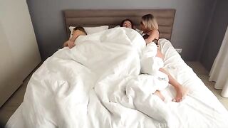 The girl was seduced by her sexy stepmom and her boyfriend