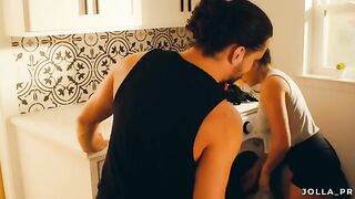The husband cleaned the house and got intimate with his wife