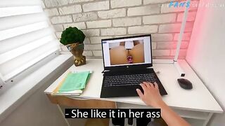A stepson masturbates to his hot stepmom's intimate photos, but she catches him