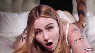 PAWG Gracie Squirts, known for her chubby frame and striking tattoos, gets deep BBC creampie