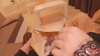 Pervert guy fucked his stepmom in the popcorn box, what a kinky shit!