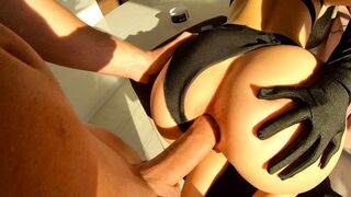A girl is asking for anal sex and receives a huge cock in her ass hole