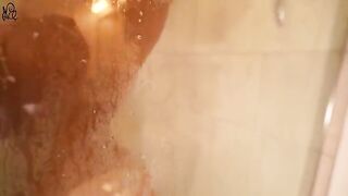 Young babe slides on a huge dildo in the shower, showcasing her skills in an amateur solo performance
