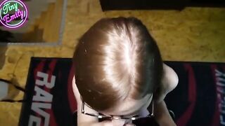 The greedy and perverted student gets cum on her glasses