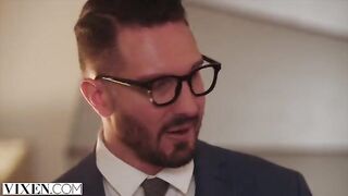 A model gave the designer a blowjob and got fucked hard in return
