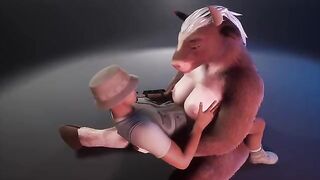 A ranger gets milked by a furry cow in a wild scenario