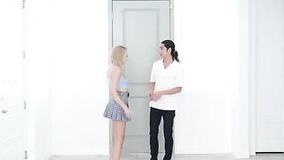 Skinny blonde Madison Summers fucked hard in the kitchen, a passionate scene