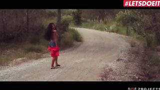 Pervert caught Alexa Tomas pissing in the street, she gave him a blowjob