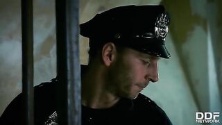 Hot FFM threesome in the police station with Rosella Visconti and more