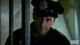 Hot FFM threesome in the police station with Rosella Visconti and more