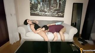 A movie night with a friend turned into passionate intimacy on the couch