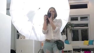 The photographer fucked in the mouth by two hot girls in a steamy session