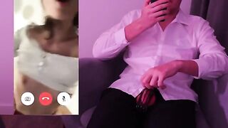 The guy broke off in the middle of a video call with a hotwife