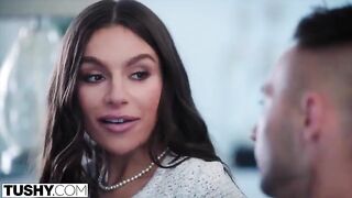 Gorgeous brunette April tries anal sex for the first time with TUSHY