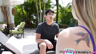 Stepsister hides her wet pussy secret with cum