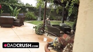 Fit brunette lets her stepdad finger and fuck her by the pool in a taboo encounter