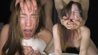 A petite college girl is getting fucked hard and rough
