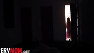 The lucky dude slides his dick between huge natural boobs of stepmom Jessica Starling in the pool
