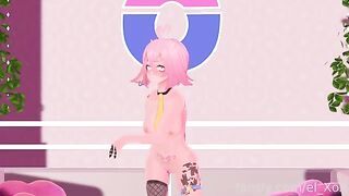 A VTuber experiences her first anal sex with a butt plug in a steamy scene