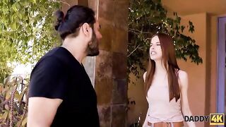 A quarrel with her boyfriend made the slim ginger girl seek comfort elsewhere