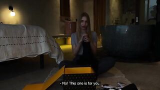 Unboxing and pussy fuck with Californiababe