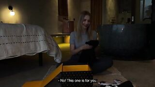 Unboxing and pussy fuck with Californiababe