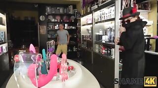 The guy is a big addict of huge dildos