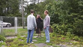 A sexy woman gets a dick in the mouth and gets fucked hard in the village