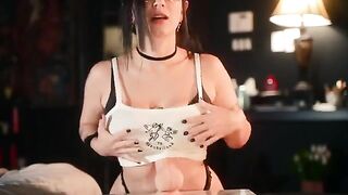 Big Titty Goth Slut Sucking and Titty Fucking with a new toy