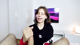 The girl in the title is very cute and innocent-looking. She loves intense sex!