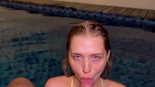 A girl from California has sex in the pool with a young guy
