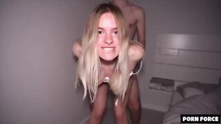 College girl gets manhandled by a blonde in the dorm - Bleached Raw