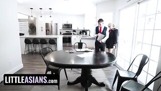 Nerdy Asian girl with big natural tits Chloe Surreal gets fucked by a cool college guy