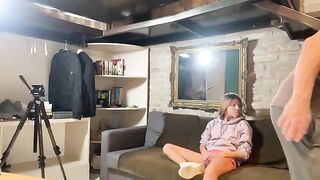 The pretty girl was fucked at home by a guy with a huge dick