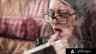 An investigator, embodied by the stunning Riley Reid, rubs her pussy imagining scenarios