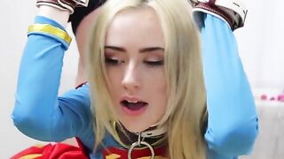 Candy White, in a bondage role, performs an intense oral act with her petite frame