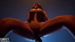 A big-breasted woman is being fucked by a huge dick monster