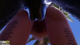 Two hot girls are getting fucked by a monster cock in 3D porn